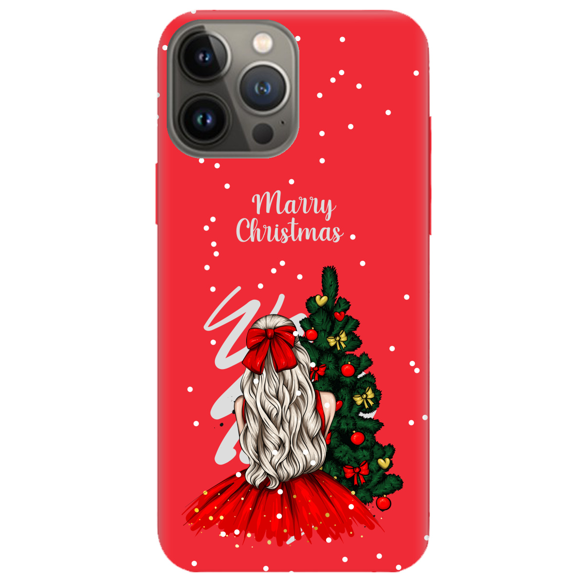 Чохол для Apple iPhone 13 Pro яскраво-червоний матовий soft touch Beautiful christmas - фото 1 Чохол для Apple iPhone 13 Pro яскраво-червоний матовий soft touch Beautiful christmas - фото 1 - Чохли для телефонів