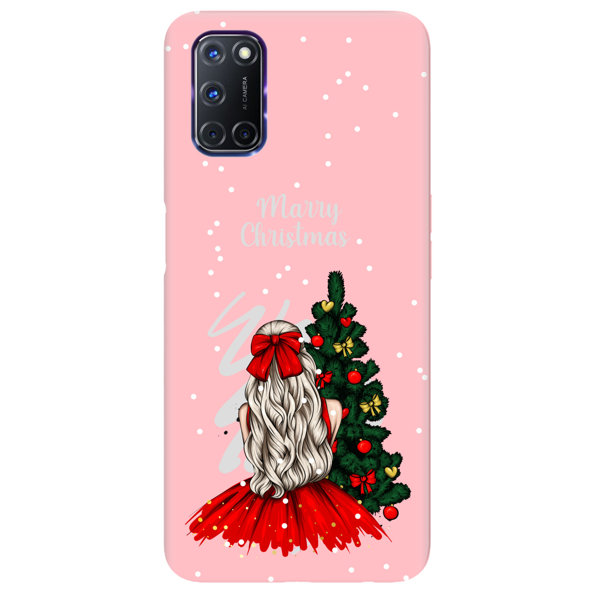 Чохол для Oppo A52/ A72/ A92 ніжно-рожевий матовий soft touch Beautiful christmas - фото 1 - Чохли для телефонів