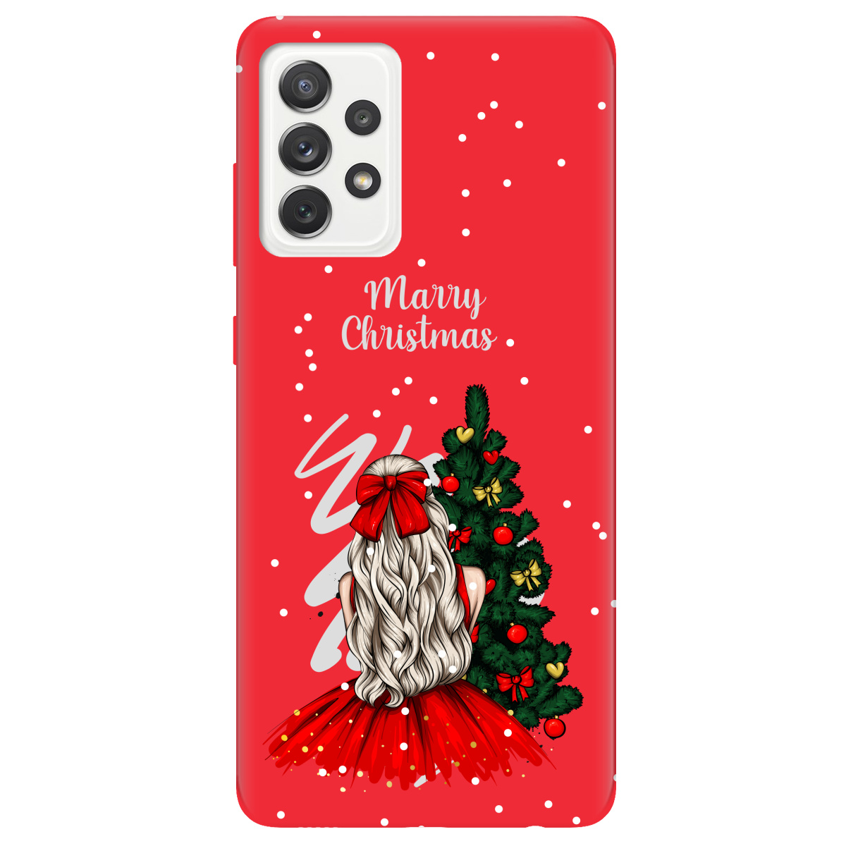 Чехол для Samsung Galaxy A72 ярко-красный матовый soft touch Beautiful christmas - фото 1 - Чехлы для телефонов