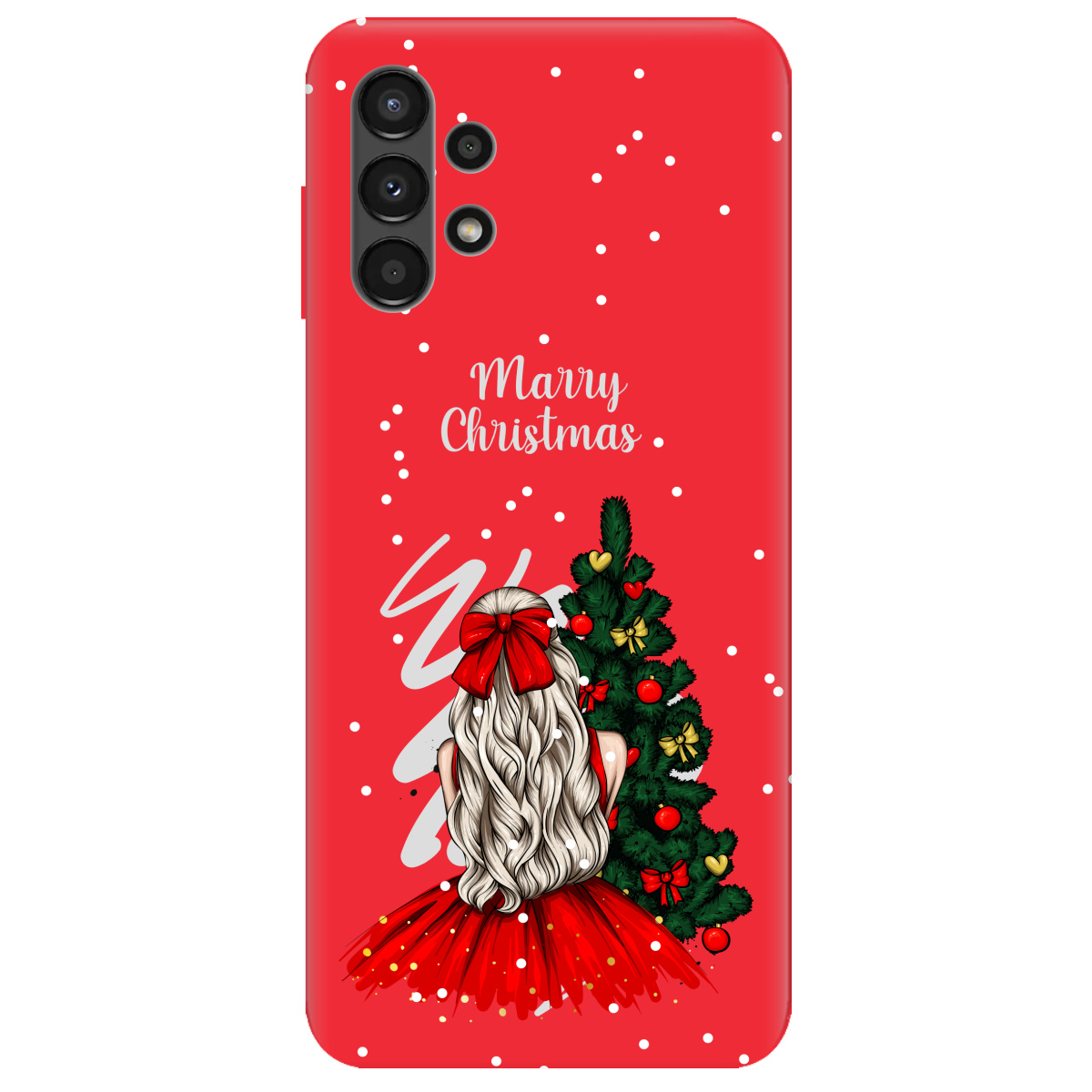 Чехол для Samsung Galaxy A13 4G ярко-красный матовый soft touch Beautiful christmas - фото 1 Чехол для Samsung Galaxy A13 4G ярко-красный матовый soft touch Beautiful christmas - фото 1 - Чехлы для телефонов