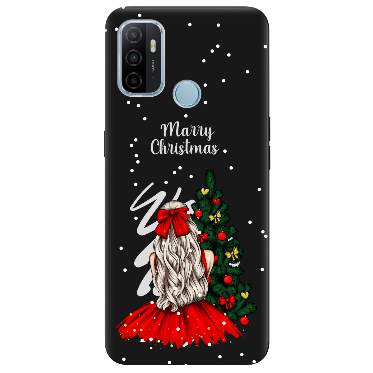 Чохол для Oppo A53/ A32/ A33 чорний матовий soft touch Beautiful christmas - фото 1 - Чохли для телефонів