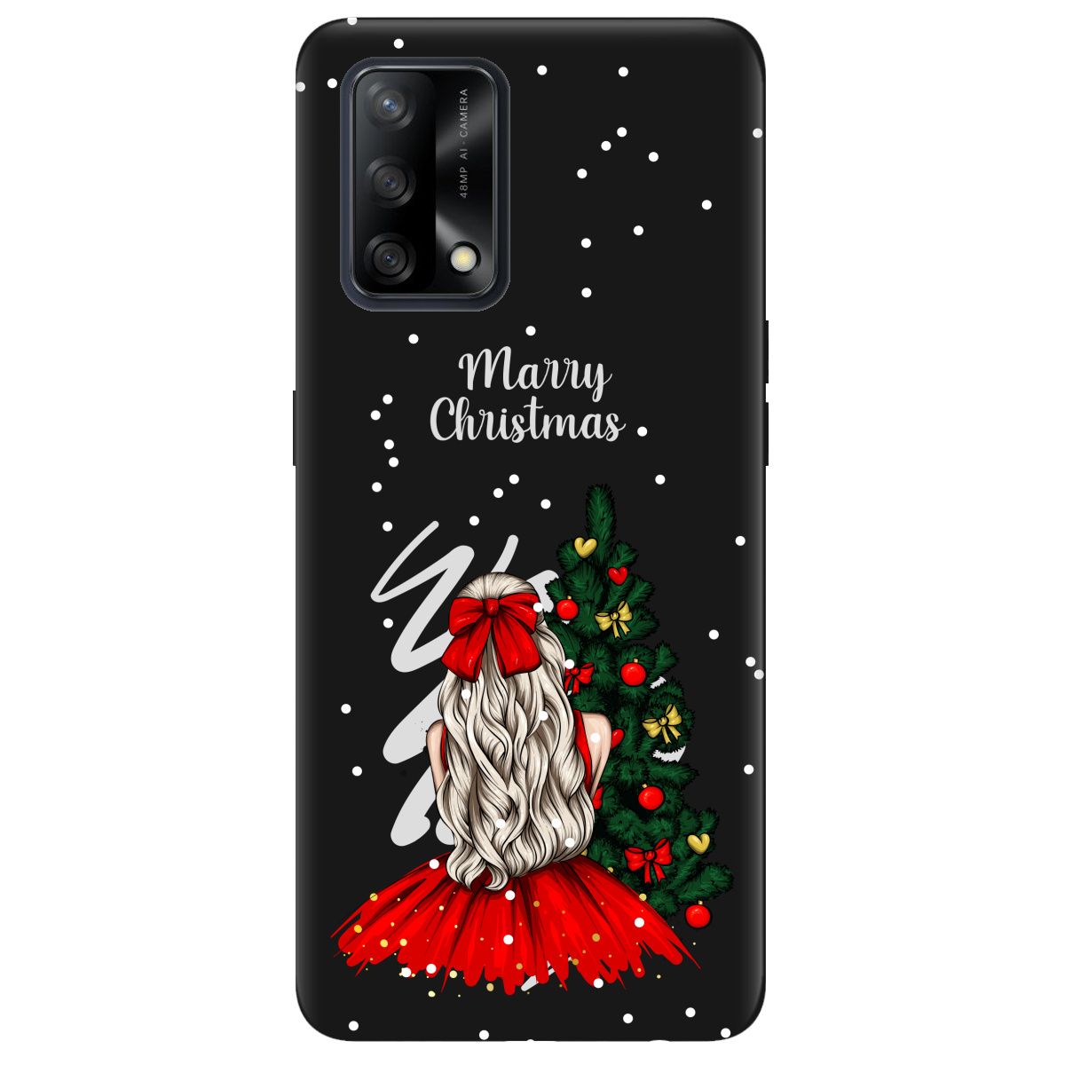 Чохол для Oppo A74 4G чорний матовий soft touch Beautiful christmas - фото 1 - Чохли для телефонів