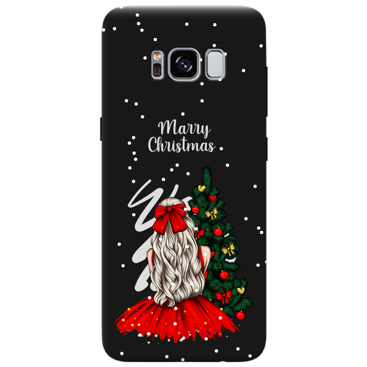 Чехол для Samsung Galaxy S8 черный матовый soft touch Beautiful christmas - фото 1 - Чехлы для телефонов
