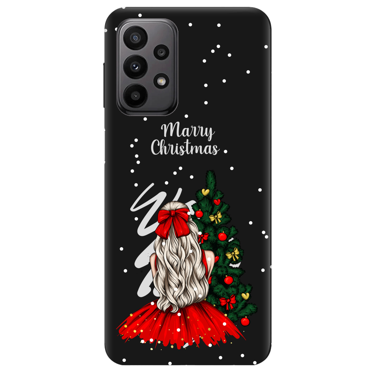 Чохол для Samsung Galaxy A23 4G чорний матовий soft touch Beautiful christmas - фото 1 - Чохли для телефонів