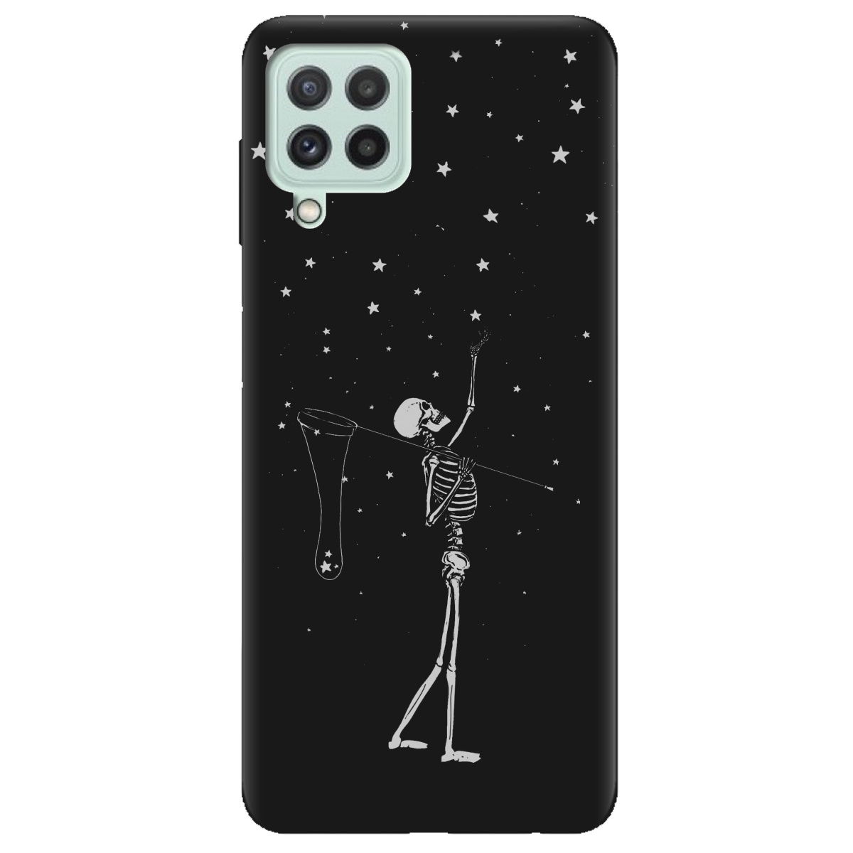 Чехол для Samsung Galaxy M32 черный матовый soft touch Stars night - фото 1 Чехол для Samsung Galaxy M32 черный матовый soft touch Stars night - фото 1 - Чехлы для телефонов