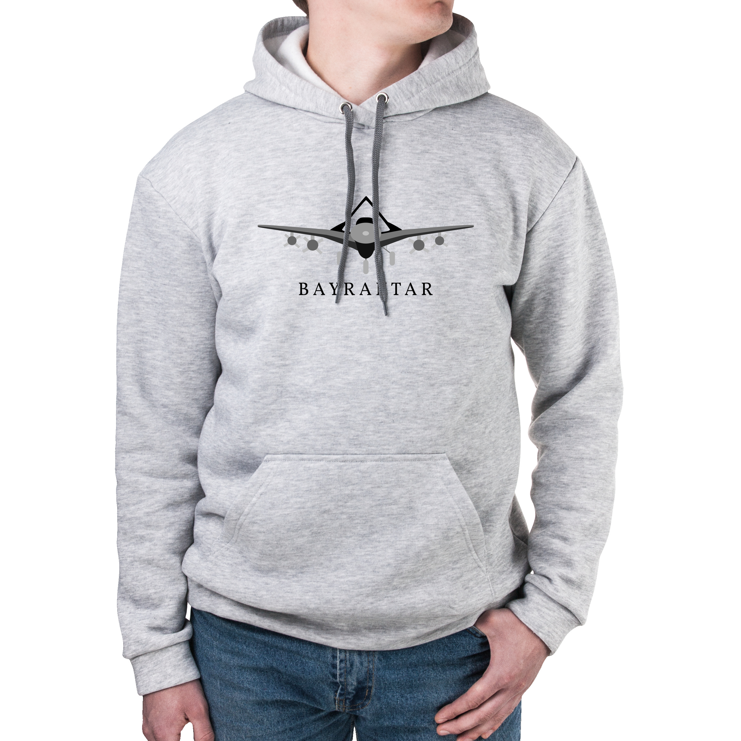Худі з кишенею унісекс тринитка з начісом сірий Bayraktar XXXL - фото 1 - Худі, світшоти