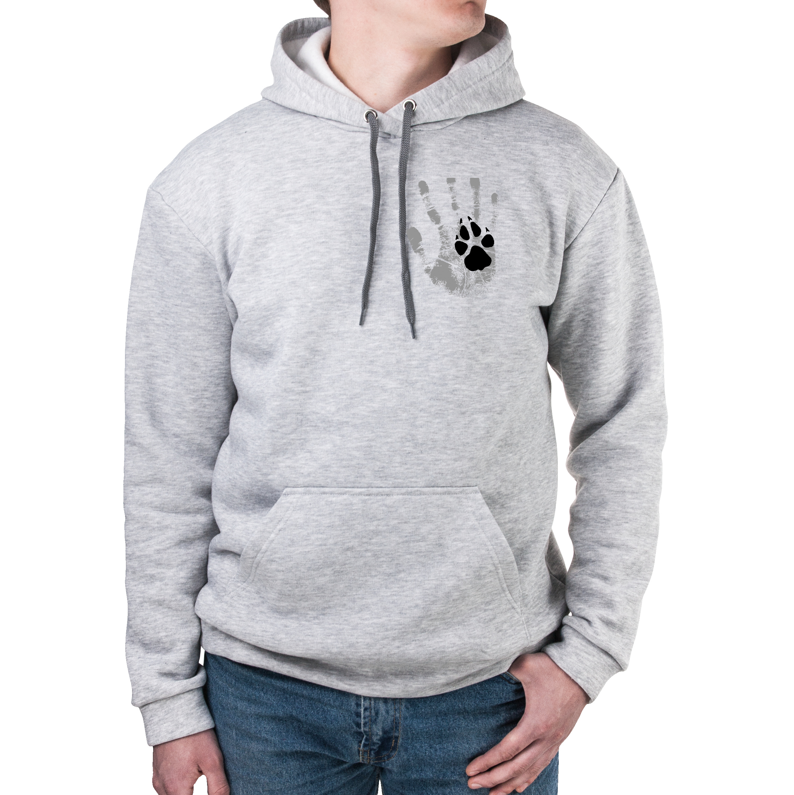 Худи с карманом унисекс трёхнитка с начёсом серый Handprint XXL - фото 1 - Худи, свитшоты