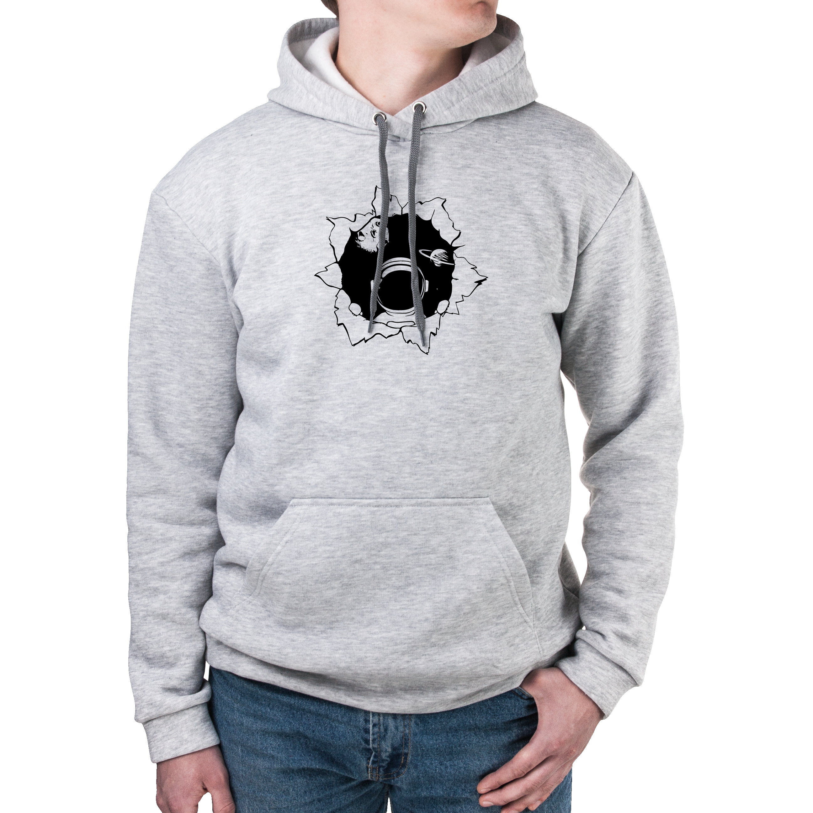 Худі з кишенею унісекс тринитка з начісом сірий Space XXXL - фото 1 Худі з кишенею унісекс тринитка з начісом сірий Space XXXL - фото 1 - Худі, світшоти