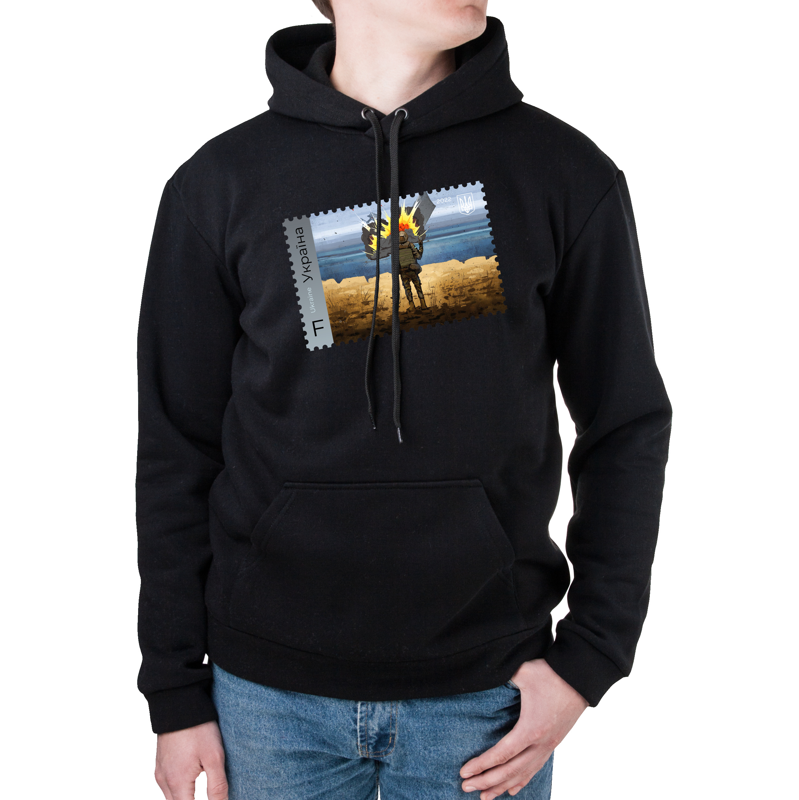 Худи с карманом унисекс трёхнитка с начёсом чёрный Марка XL - фото 1 - Худи, свитшоты