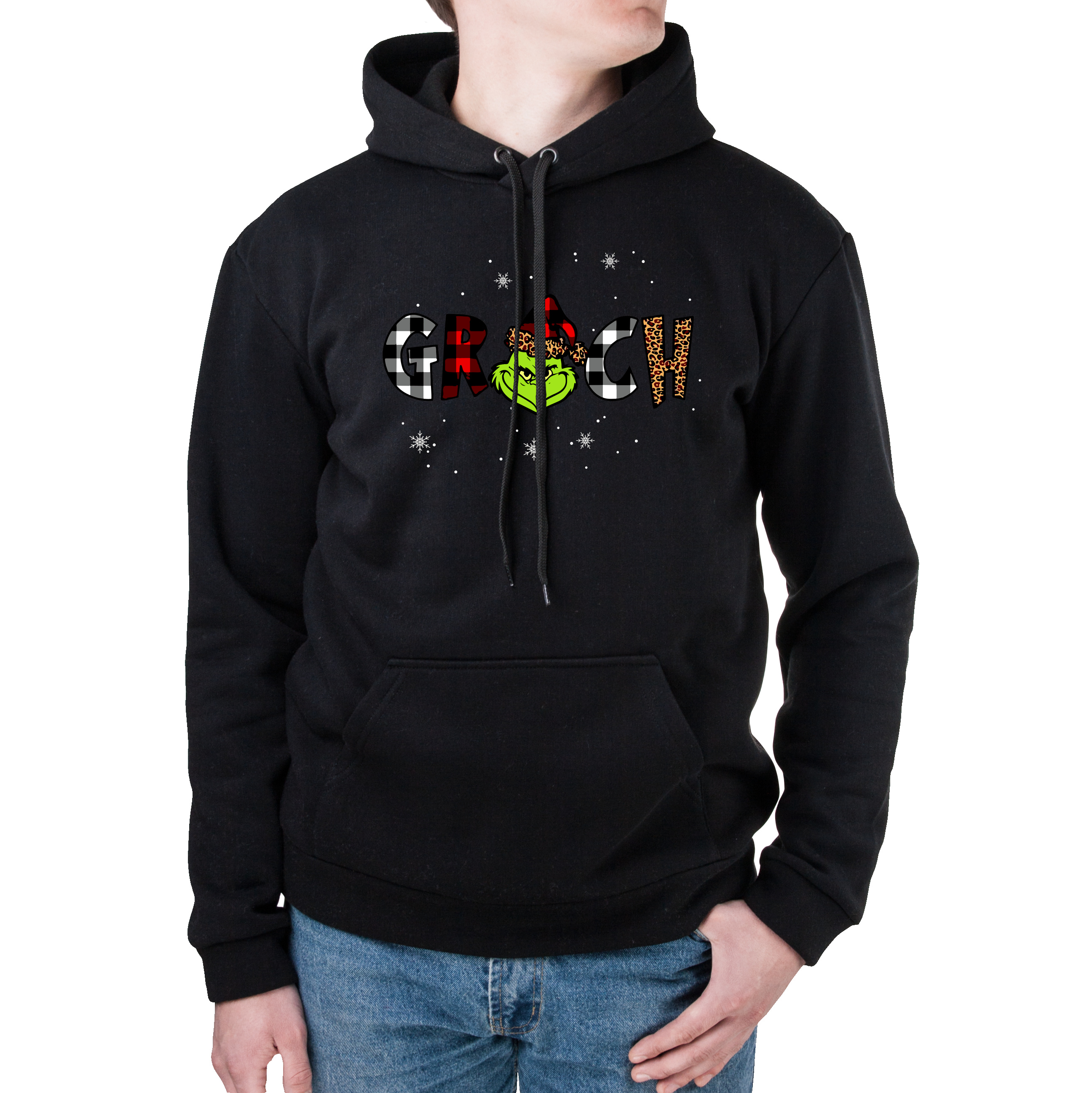 Худі з кишенею унісекс тринитка з начісом чорний Grinch S - фото 1 - Худі, світшоти