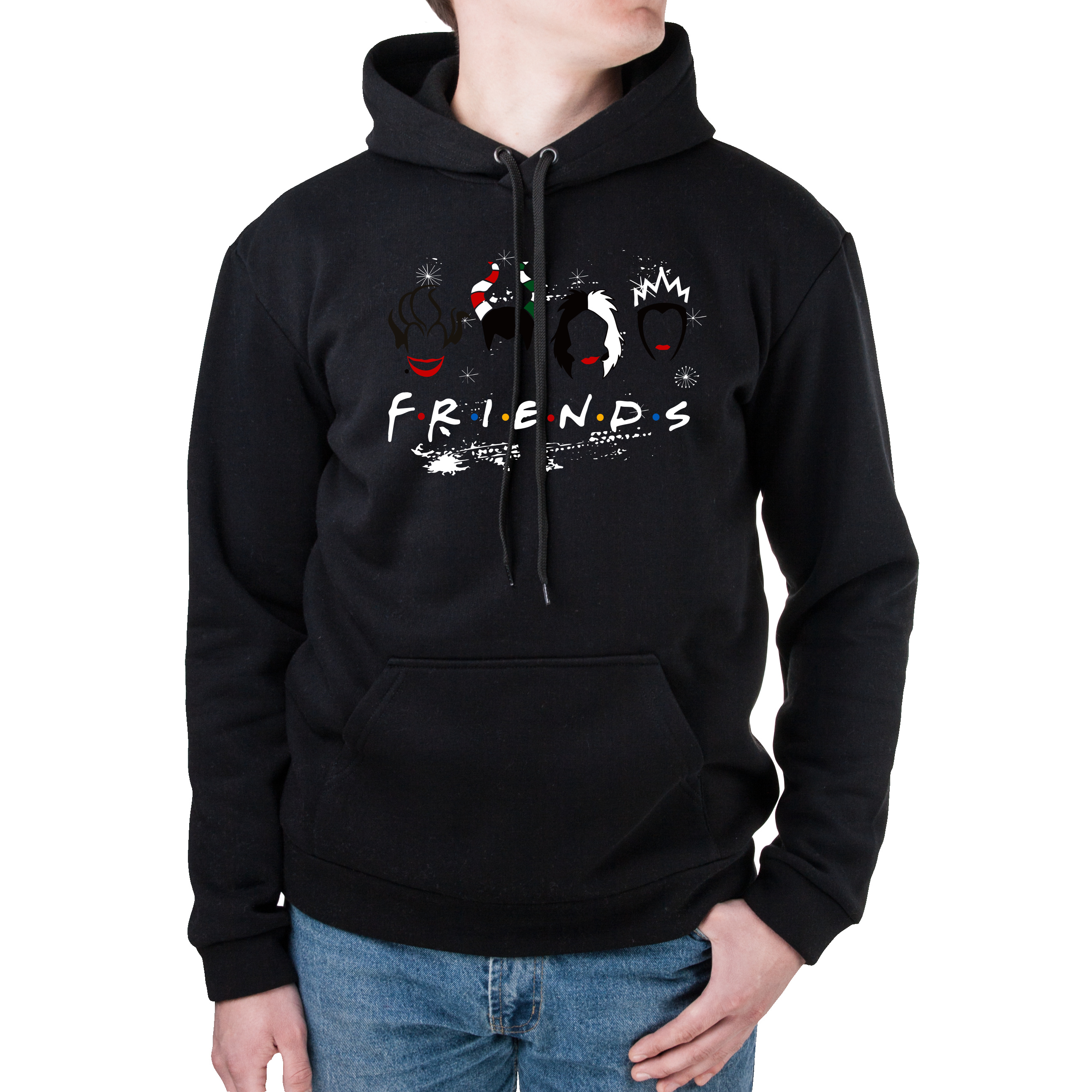 Худі з кишенею унісекс тринитка з начісом чорний Girlfriends XXXL - фото 1 - Худі, світшоти