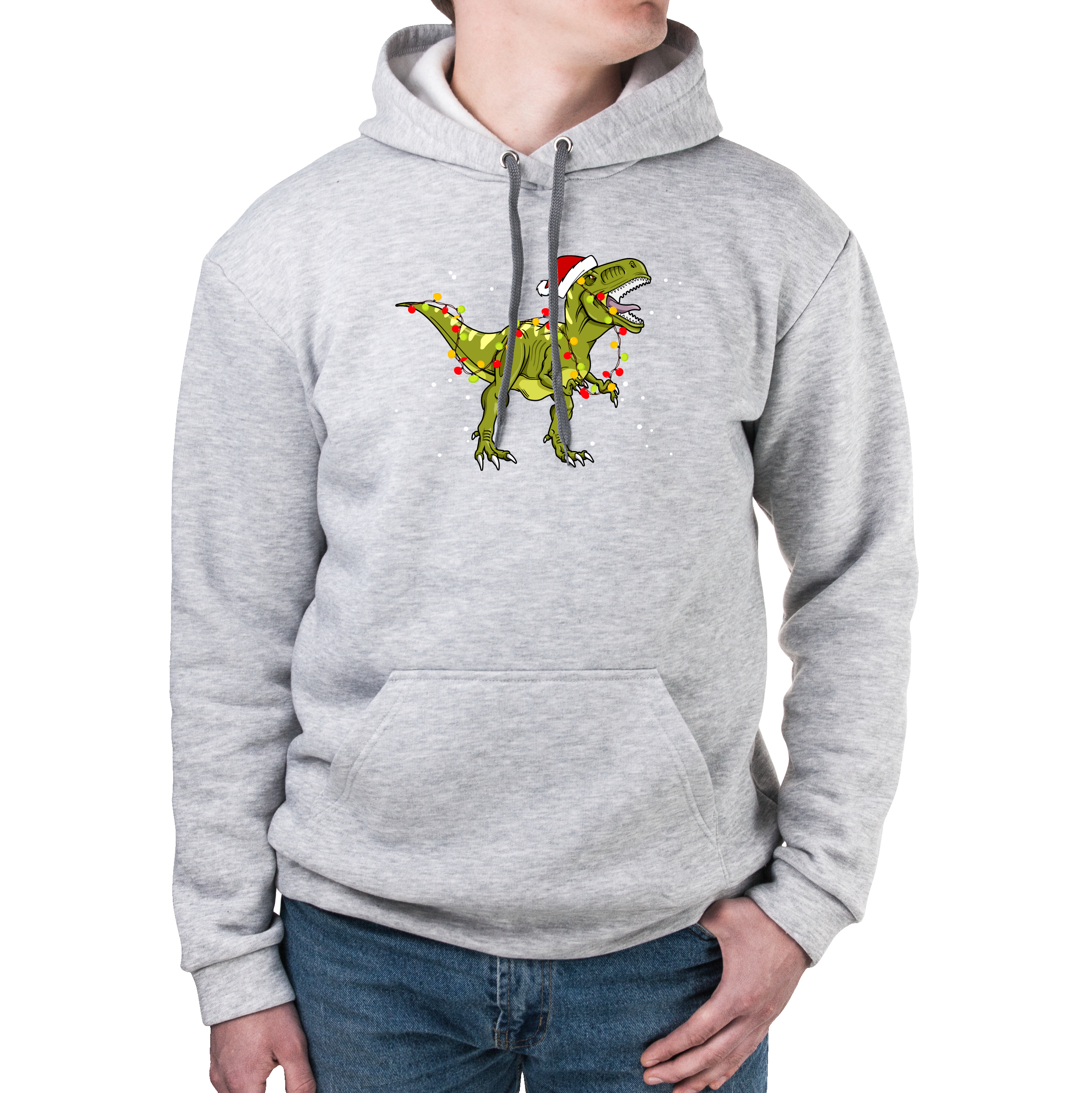 Худи с карманом унисекс трёхнитка с начёсом серый Dinosaur XS - фото 1 - Худи, свитшоты