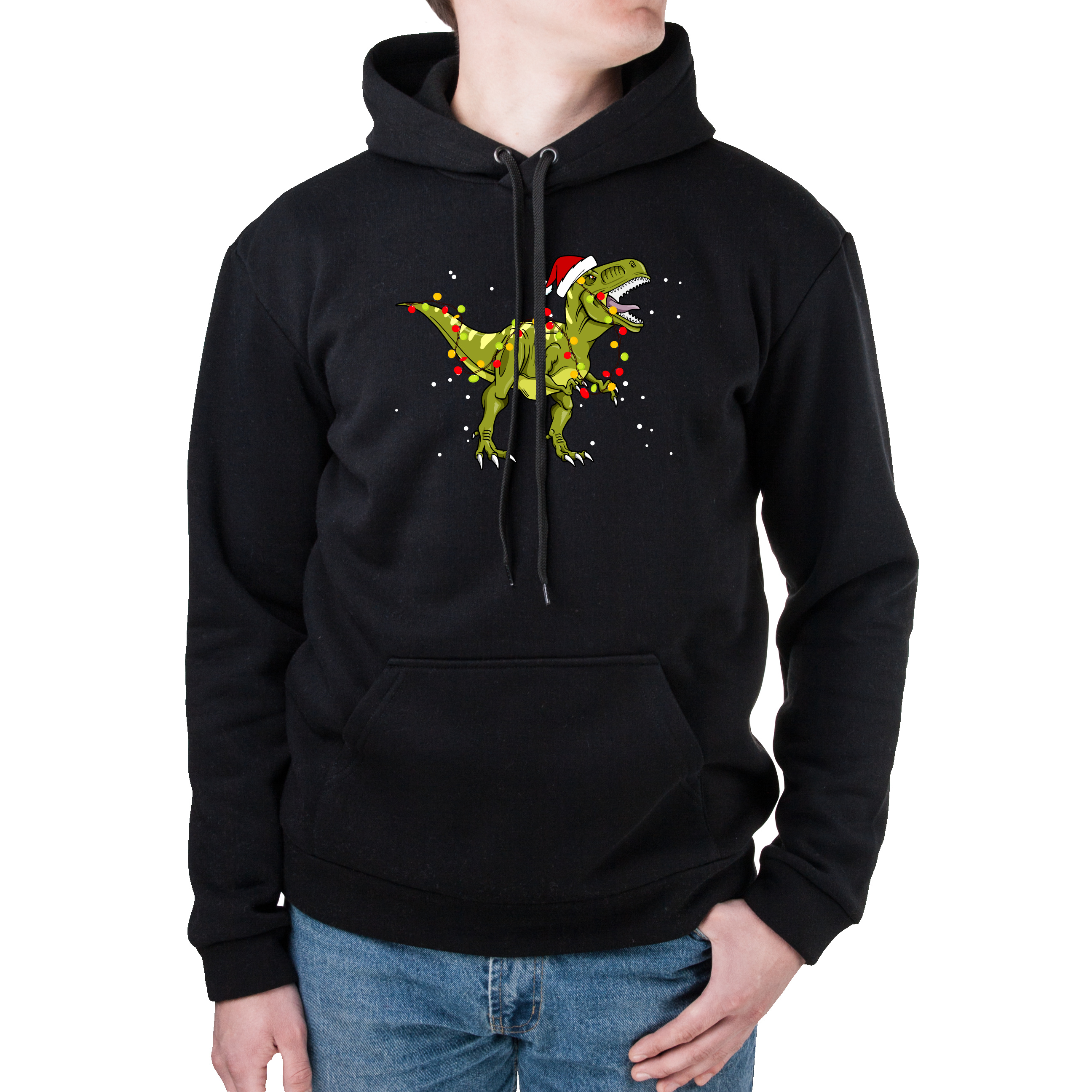 Худи с карманом унисекс трёхнитка с начёсом чёрный Dinosaur M - фото 1 - Худи, свитшоты