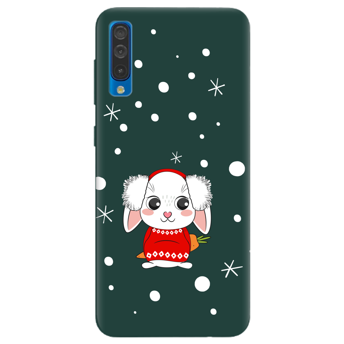 Чехол для Samsung Galaxy A50 темно-зеленый матовый soft touch My bunny - фото 1 - Чехлы для телефонов
