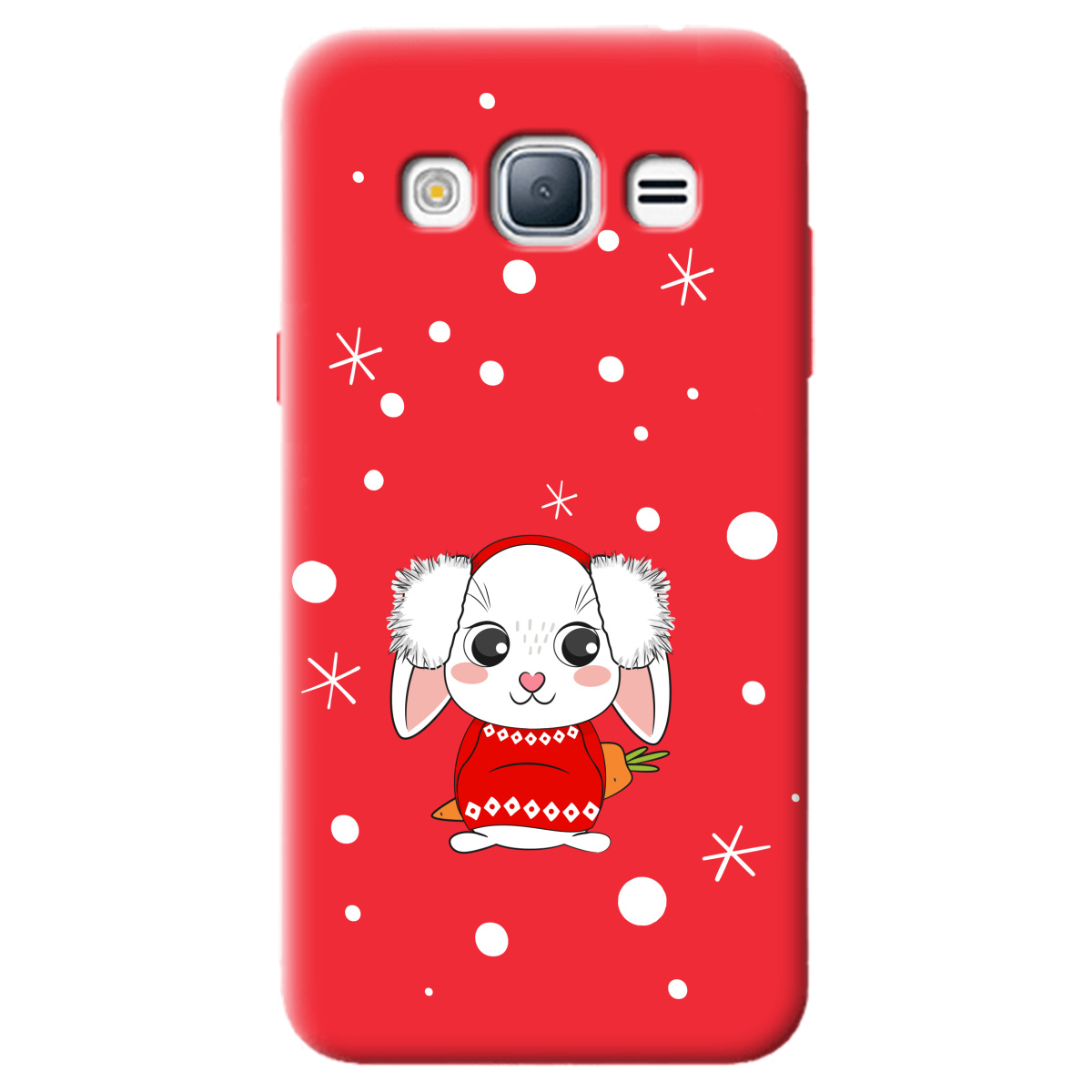Чехол для Samsung Galaxy J3 2016 ярко-красный матовый soft touch My bunny - фото 1 Чехол для Samsung Galaxy J3 2016 ярко-красный матовый soft touch My bunny - фото 1 - Чехлы для телефонов