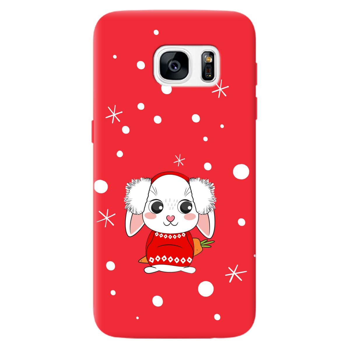 Чехол для Samsung Galaxy S7 ярко-красный матовый soft touch My bunny - фото 1 - Чехлы для телефонов