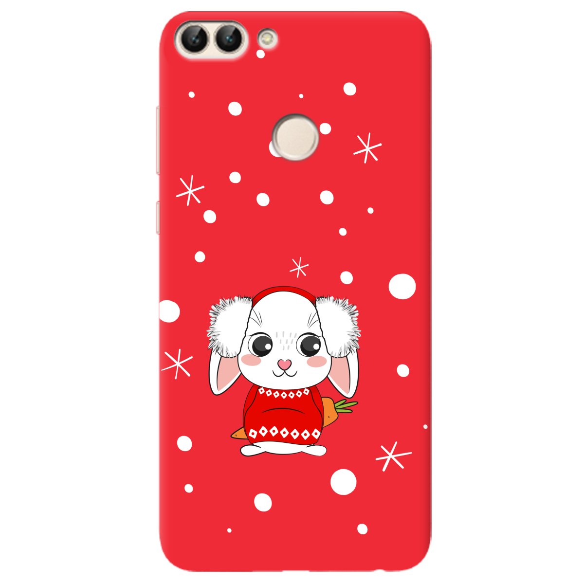 Чохол для Huawei P Smart яскраво-червоний матовий soft touch My bunny - фото 1 - Чохли для телефонів