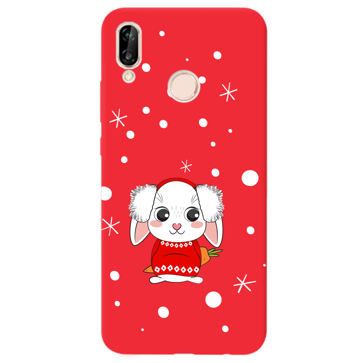 Чехол для Huawei P20 Lite ярко-красный матовый soft touch My bunny - фото 1 - Чехлы для телефонов