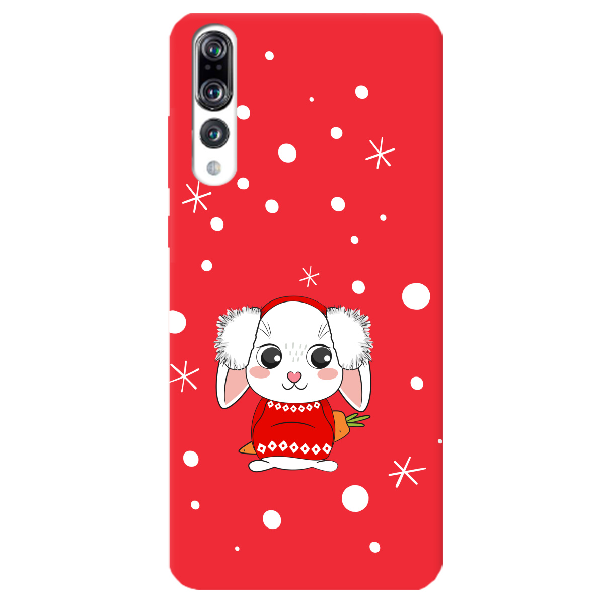 Чохол для Huawei P20 Pro яскраво-червоний матовий soft touch My bunny - фото 1 - Чохли для телефонів