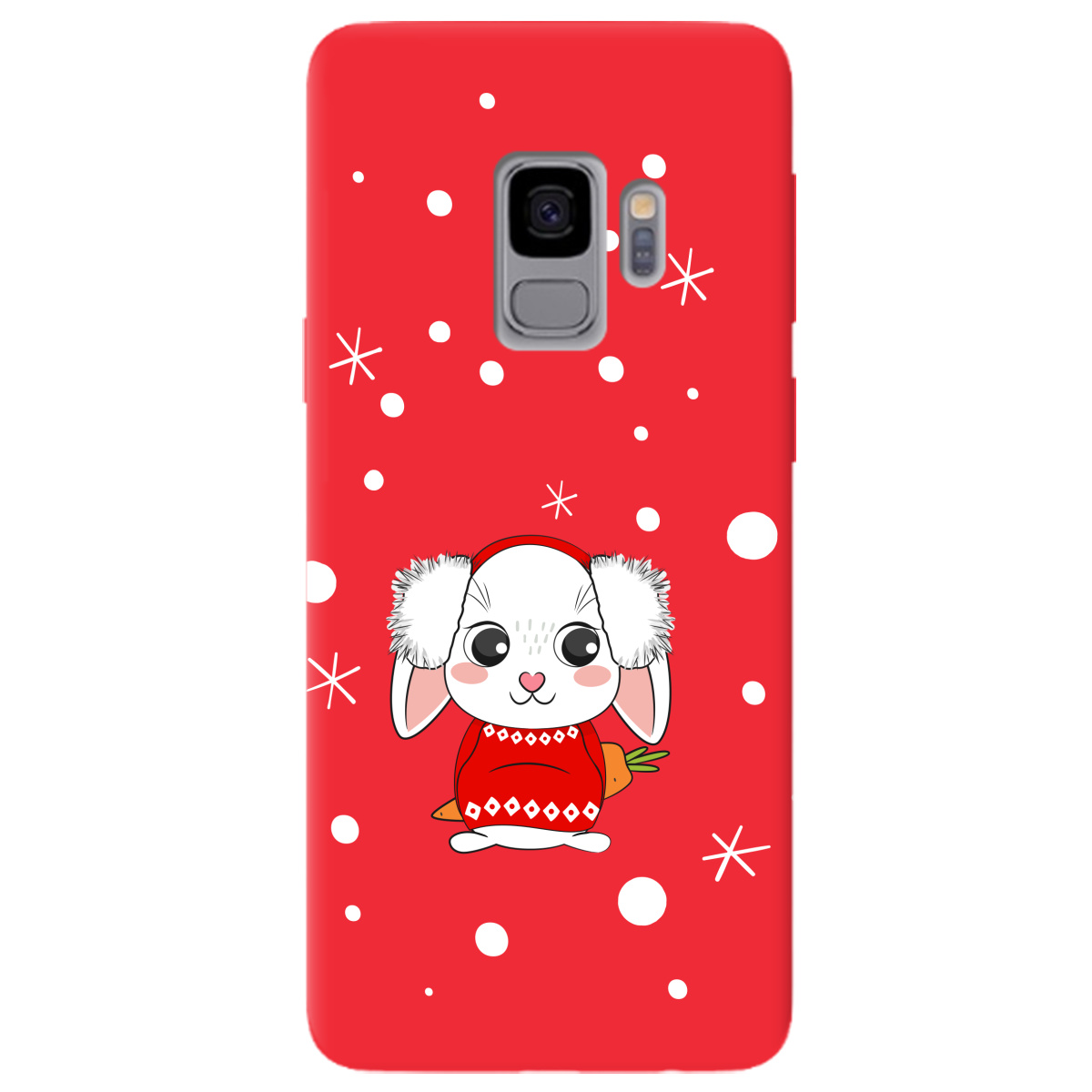 Чехол для Samsung Galaxy S9 ярко-красный матовый soft touch My bunny - фото 1 - Чехлы для телефонов