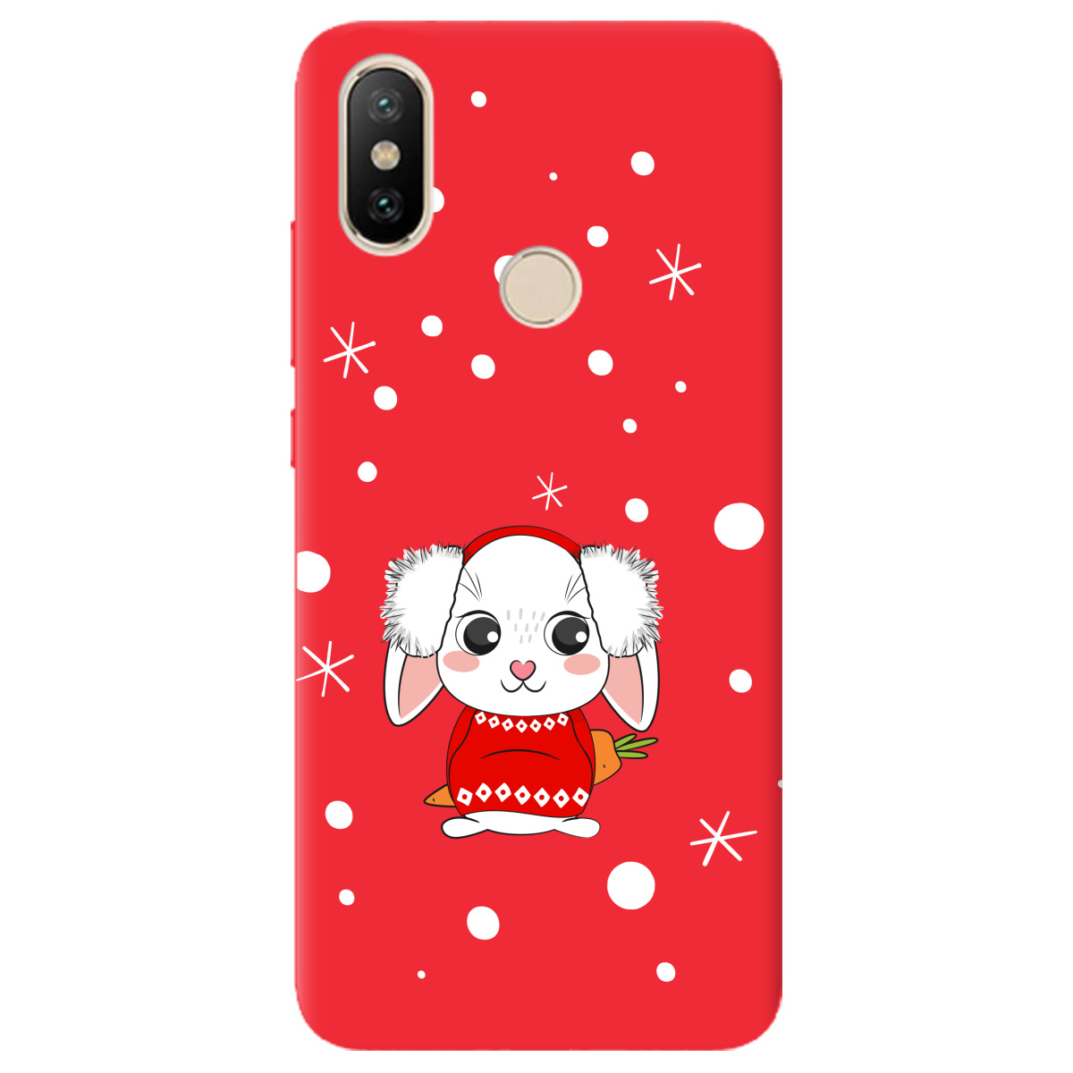Чехол для Xiaomi Mi A2 Mi 6X ярко-красный матовый soft touch My bunny - фото 1 - Чехлы для телефонов
