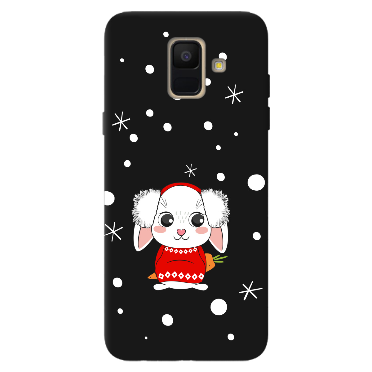 Чехол для Samsung Galaxy A6 2018 черный матовый soft touch My bunny - фото 1 - Чехлы для телефонов