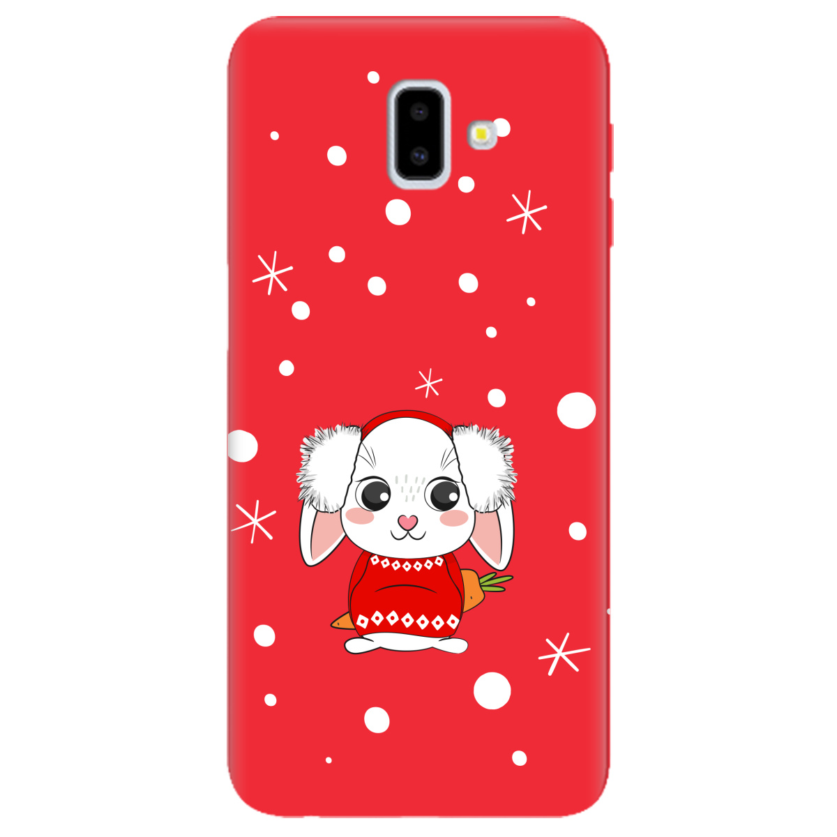 Чохол для Samsung Galaxy J6 Plus 2018 яскраво-червоний матовий soft touch My bunny - фото 1 - Чохли для телефонів