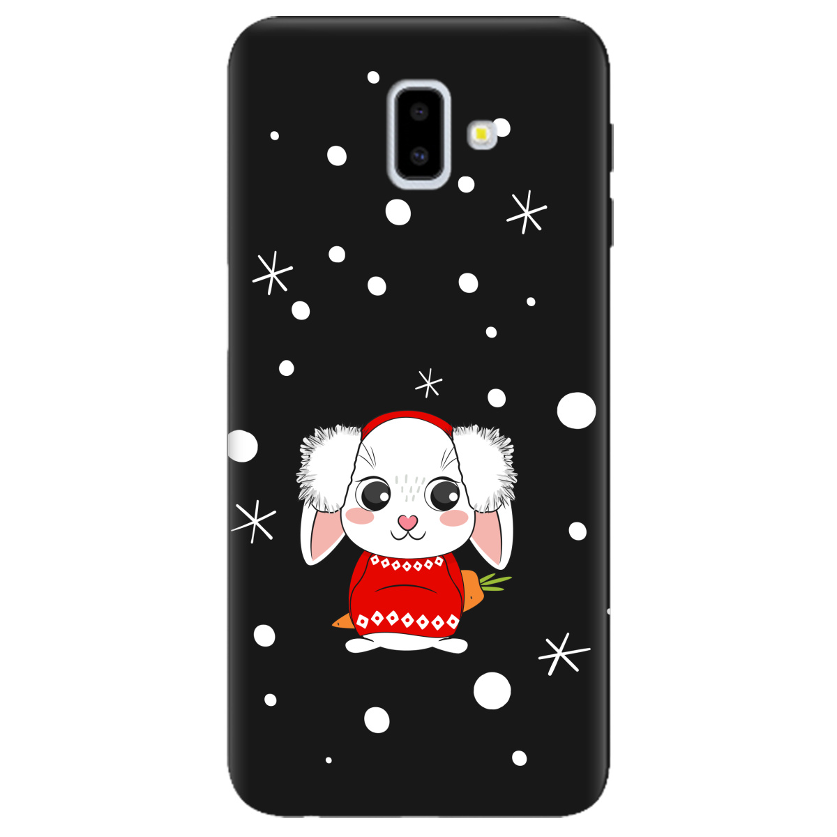 Чохол для Samsung Galaxy J6 Plus 2018 чорний матовий soft touch My bunny - фото 1 - Чохли для телефонів