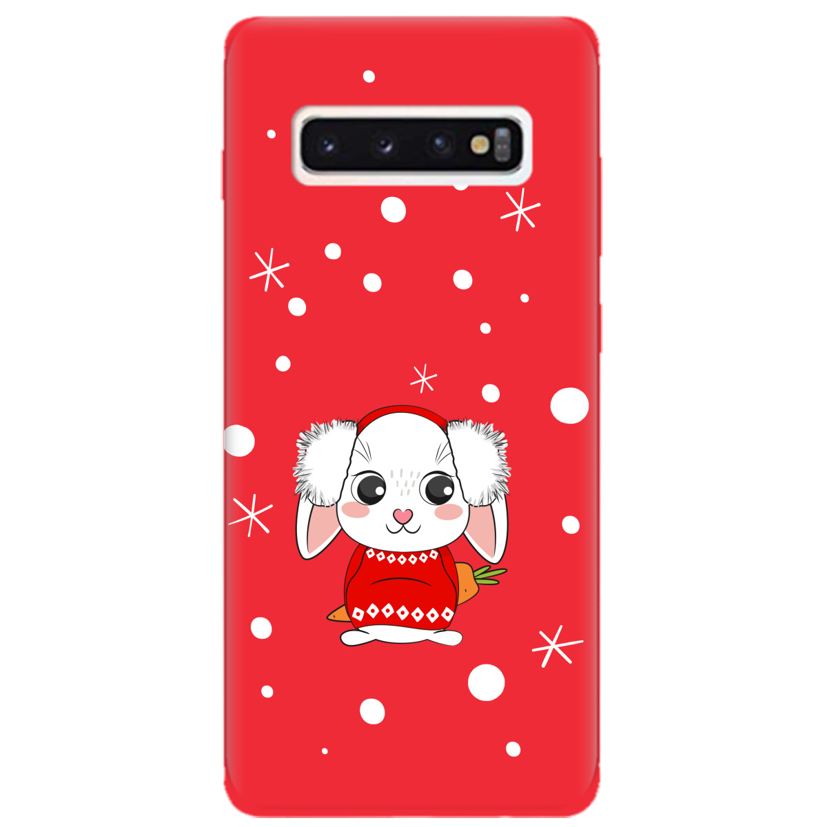 Чохол для Samsung Galaxy S10 яскраво-червоний матовий soft touch My bunny - фото 1 - Чохли для телефонів