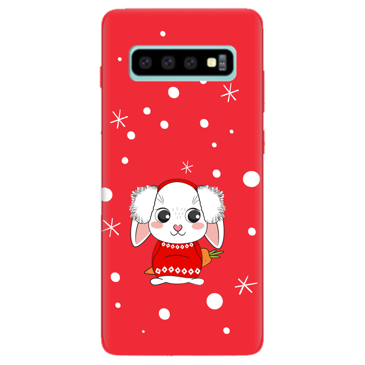 Чехол для Samsung Galaxy S10 Plus ярко-красный матовый soft touch My bunny - фото 1 - Чехлы для телефонов