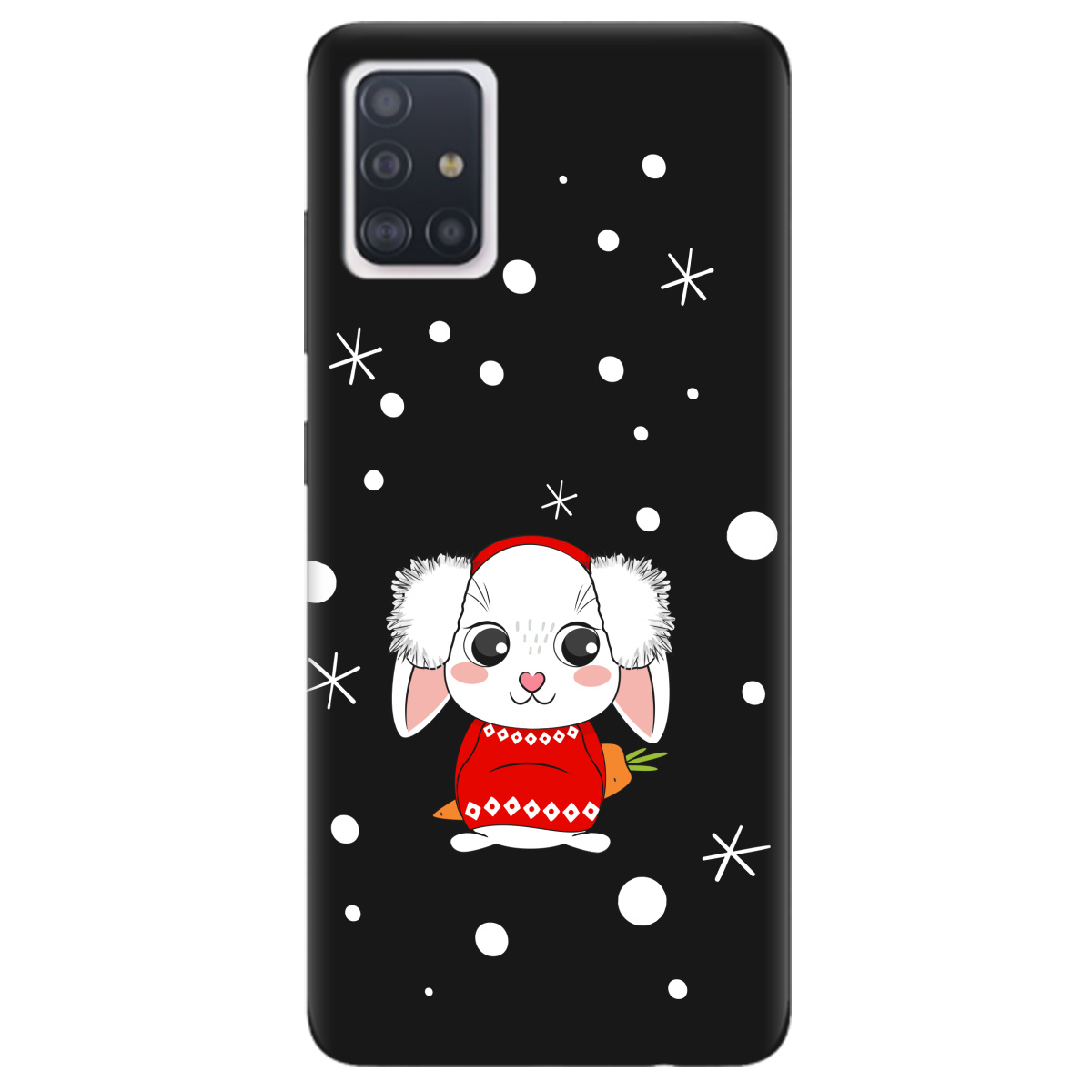 Чохол для Samsung Galaxy A71 чорний матовий soft touch My bunny - фото 1 - Чохли для телефонів