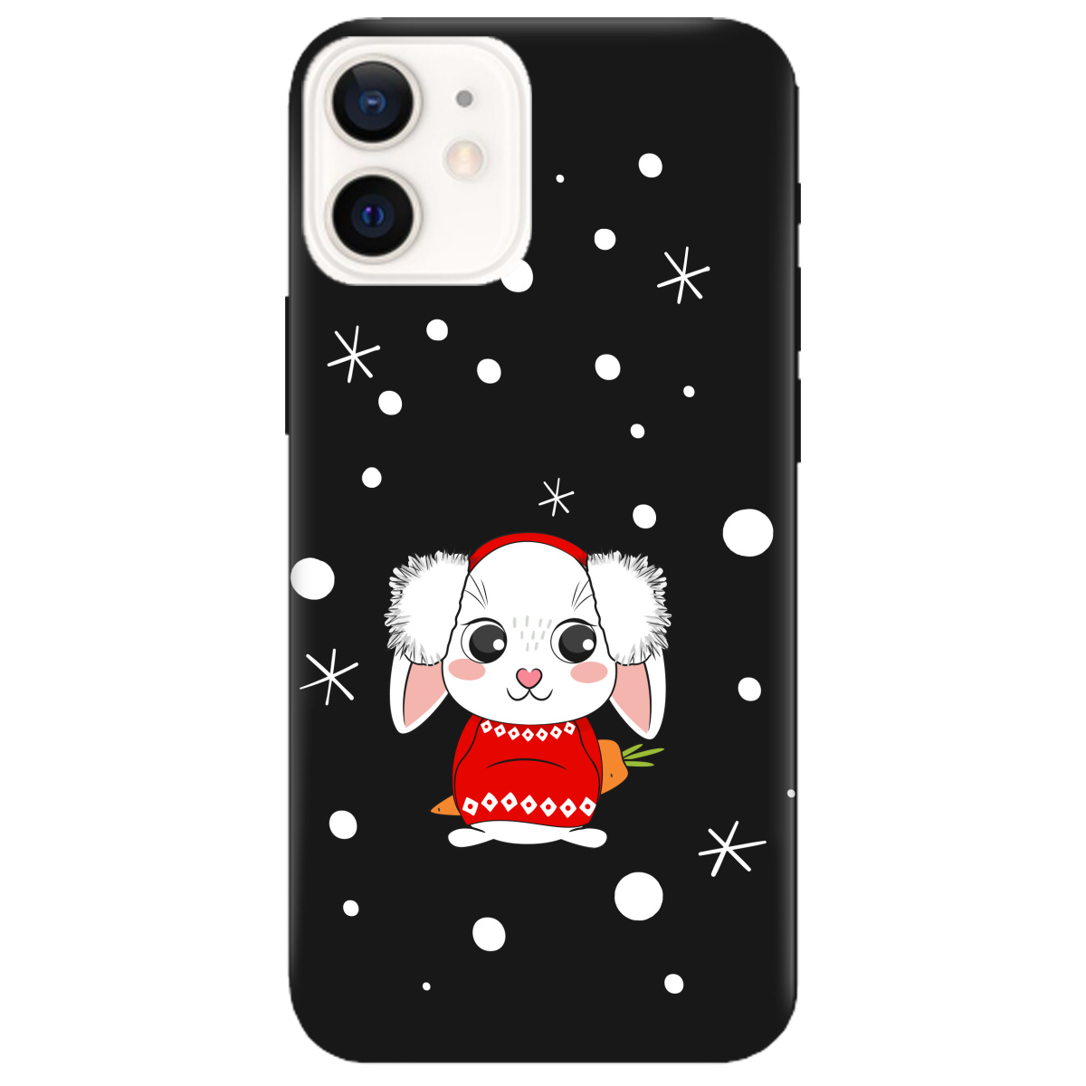 Чехол для Apple iPhone 12 черный матовый soft touch My bunny - фото 1 - Чехлы для телефонов