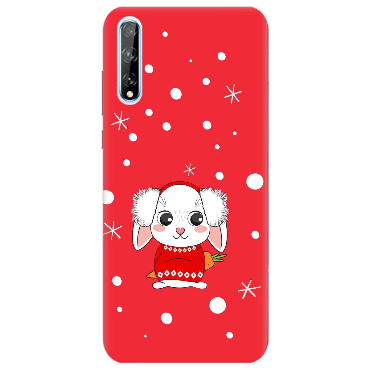 Чохол для Huawei P Smart S яскраво-червоний матовий soft touch My bunny - фото 1 - Чохли для телефонів