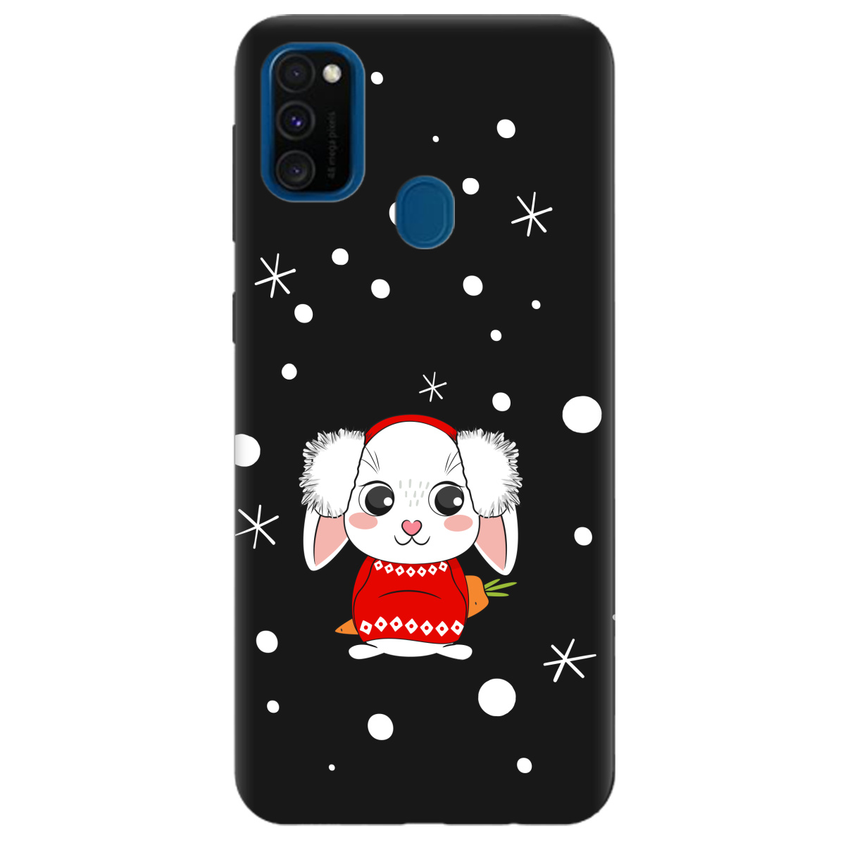 Чохол для Samsung Galaxy M21 чорний матовий soft touch My bunny - фото 1 - Чохли для телефонів