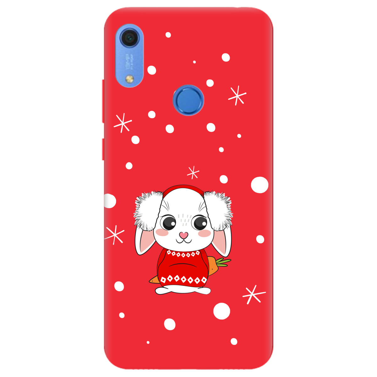 Чехол для Huawei Y6s ярко-красный матовый soft touch My bunny - фото 1 - Чехлы для телефонов