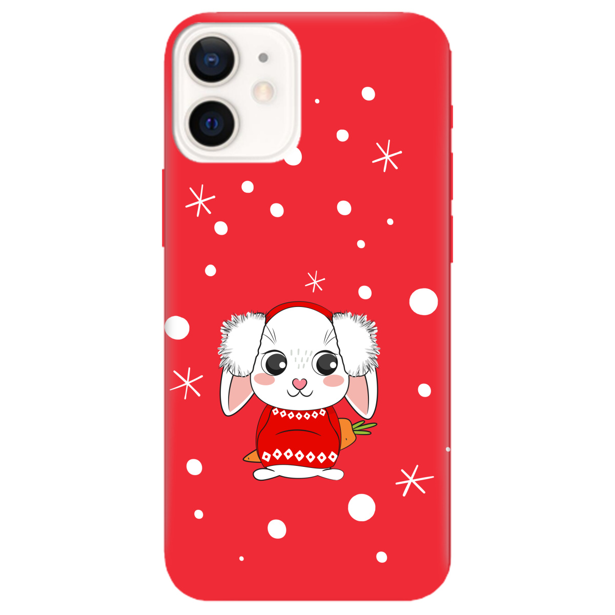 Чехол для Apple iPhone 12 Mini ярко-красный матовый soft touch My bunny - фото 1 - Чехлы для телефонов