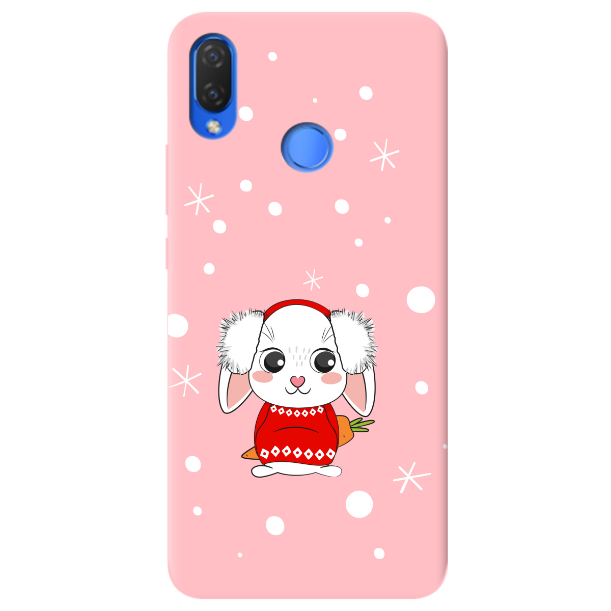 Чохол для Huawei P Smart Plus ніжно-рожевий матовий soft touch My bunny - фото 1 - Чохли для телефонів