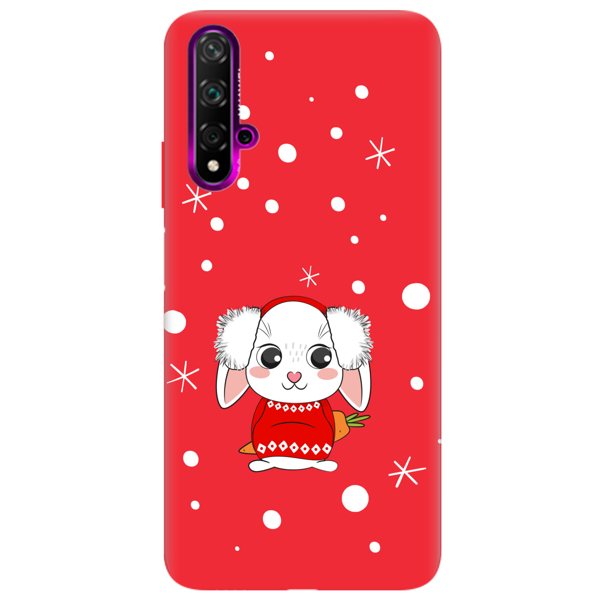 Чехол для Huawei Nova 5T ярко-красный матовый soft touch My bunny - фото 1 - Чехлы для телефонов