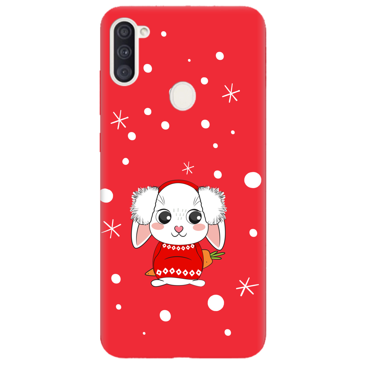 Чехол для Samsung Galaxy M11 ярко-красный матовый soft touch My bunny - фото 1 - Чехлы для телефонов