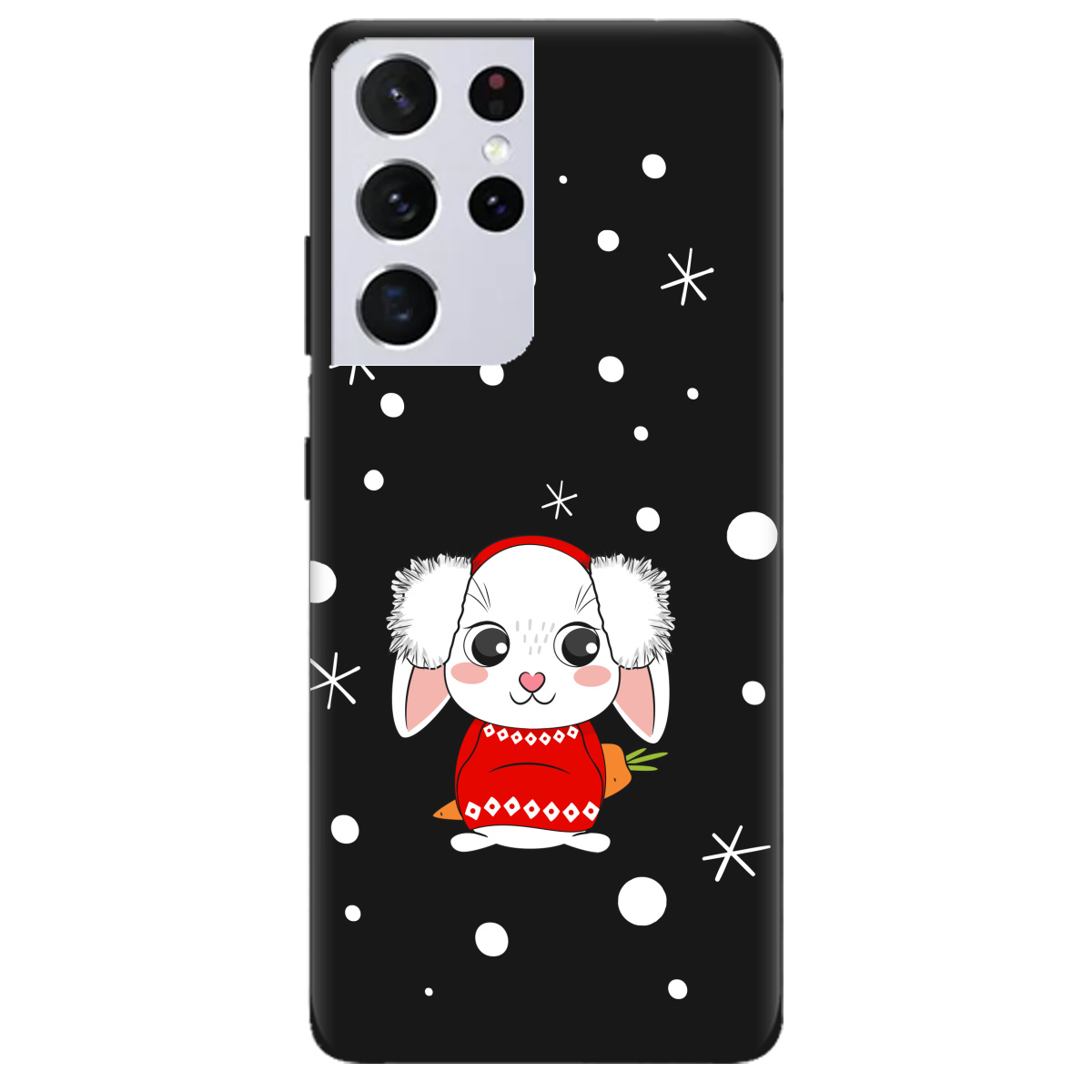 Чохол для Samsung Galaxy S21 Ultra чорний матовий soft touch My bunny - фото 1 - Чохли для телефонів