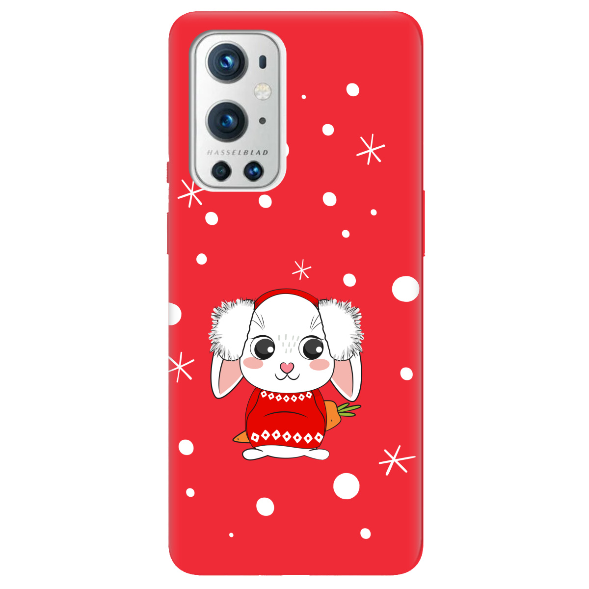 Чехол для OnePlus 9 Pro ярко-красный матовый soft touch My bunny - фото 1 - Чехлы для телефонов