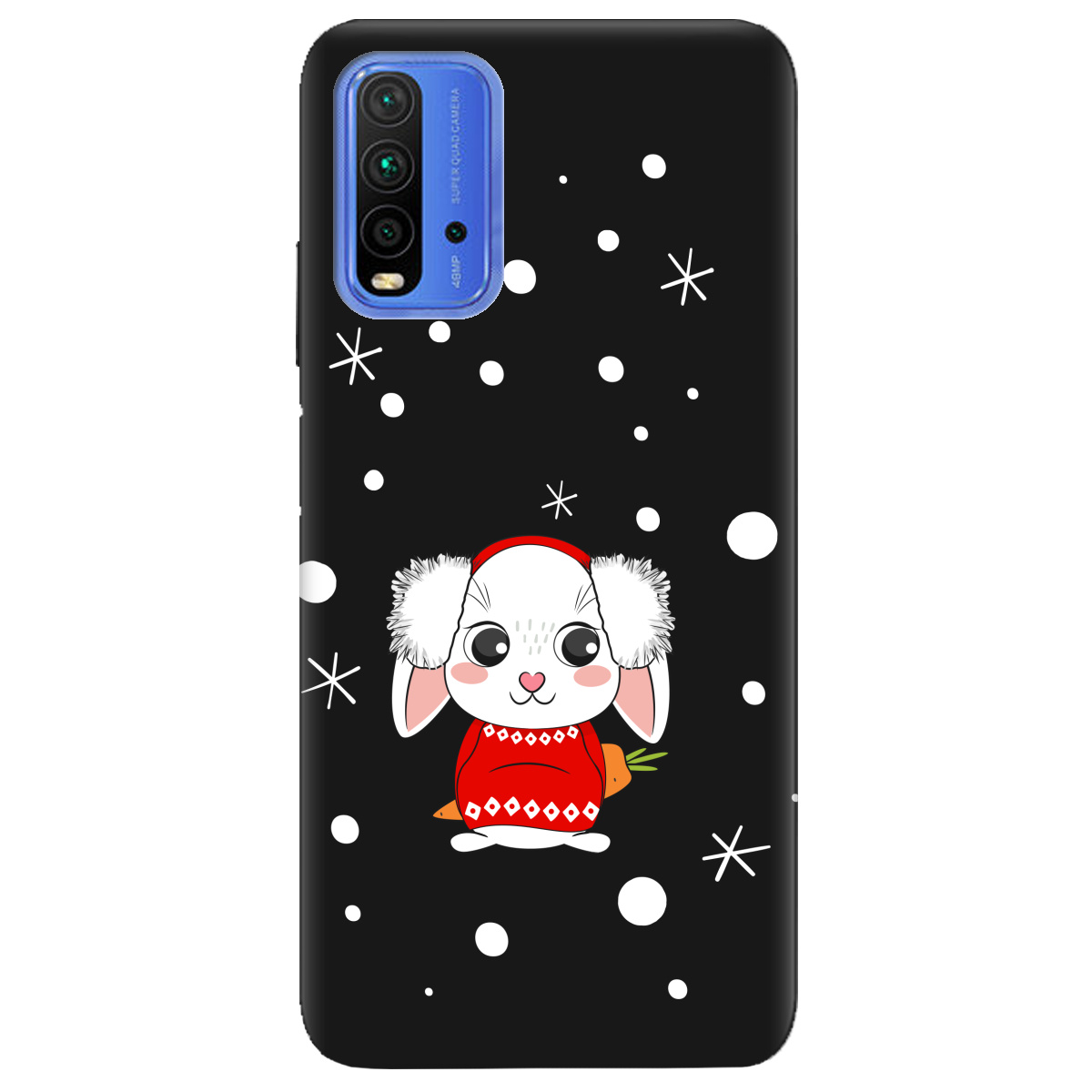 Чехол для Xiaomi Redmi 9T черный матовый soft touch My bunny - фото 1 - Чехлы для телефонов
