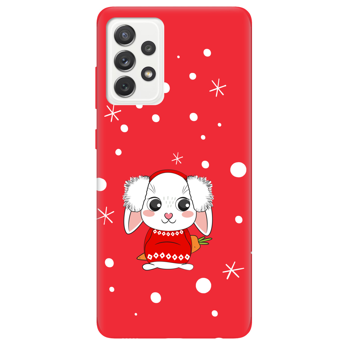 Чехол для Samsung Galaxy A72 ярко-красный матовый soft touch My bunny - фото 1 - Чехлы для телефонов