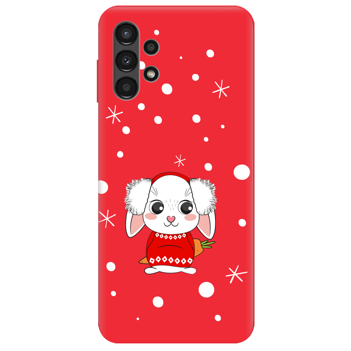 Чохол для Samsung Galaxy A13 4G яскраво-червоний матовий soft touch My bunny - фото 1 - Чохли для телефонів