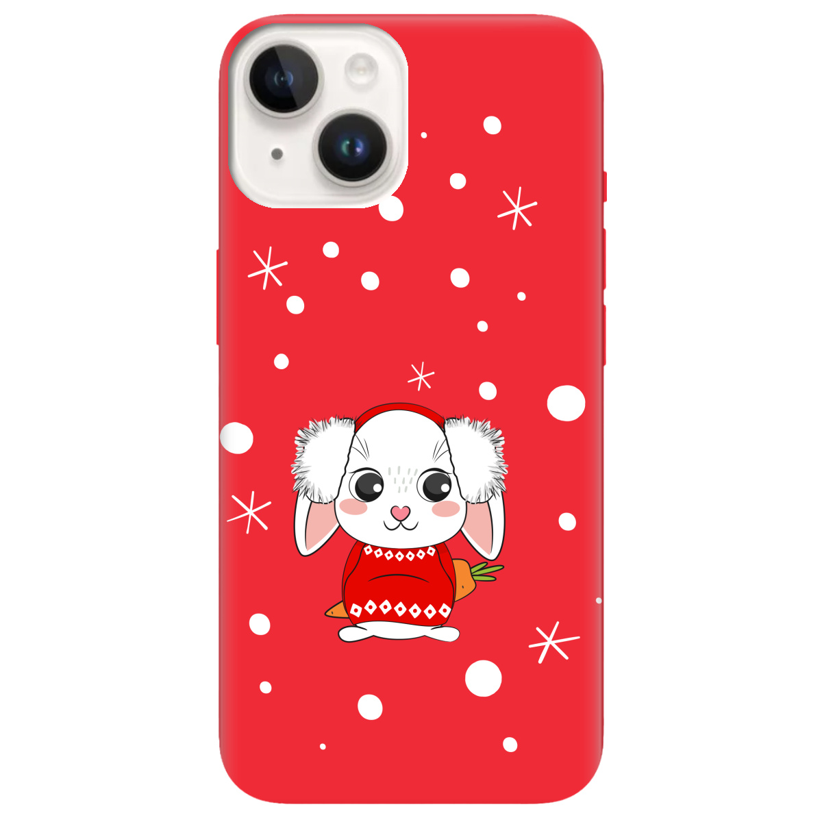 Чохол для Apple iPhone 14 яскраво-червоний матовий soft touch My bunny - фото 1 - Чохли для телефонів