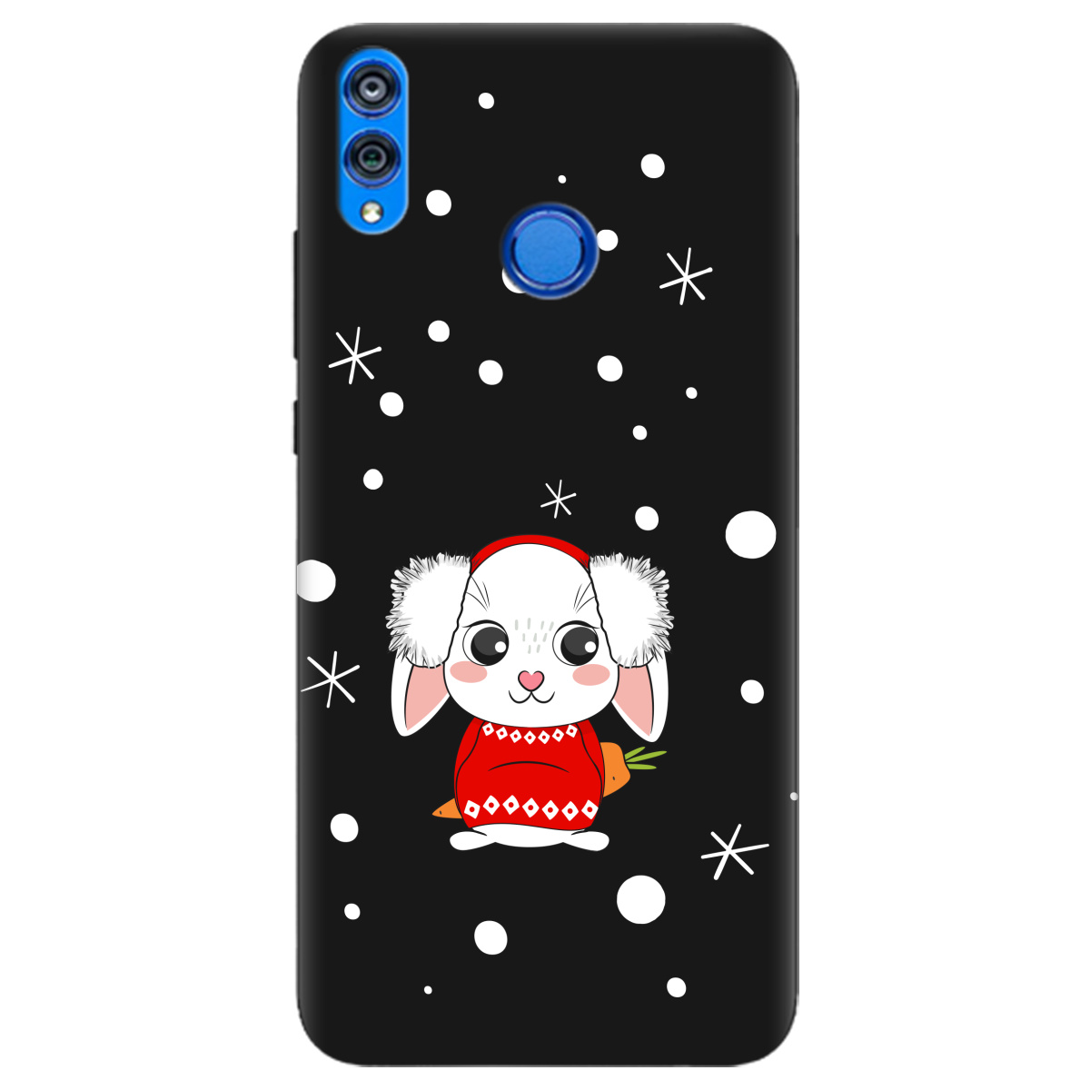 Чохол для Huawei Honor 8x чорний матовий soft touch My bunny - фото 1 - Чохли для телефонів