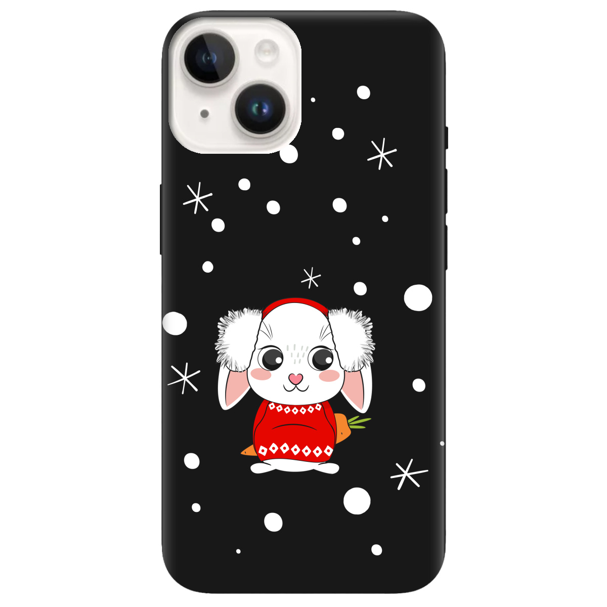 Чехол для Apple iPhone 14 Plus черный матовый soft touch My bunny - фото 1 - Чехлы для телефонов