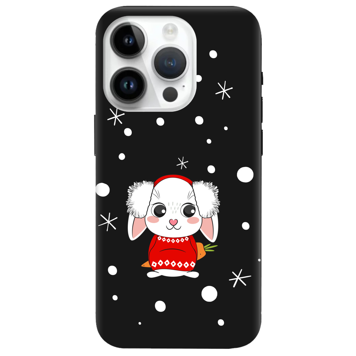 Чехол для Apple iPhone 14 Pro черный матовый soft touch My bunny - фото 1 Чехол для Apple iPhone 14 Pro черный матовый soft touch My bunny - фото 1 - Чехлы для телефонов