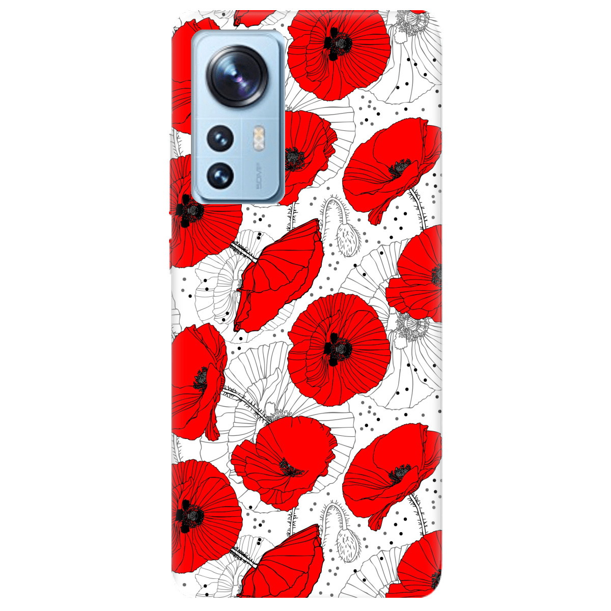 Чехол для Xiaomi 12X Red flower - фото 1 Чехол для Xiaomi 12X Red flower - фото 1 - Чехлы для телефонов