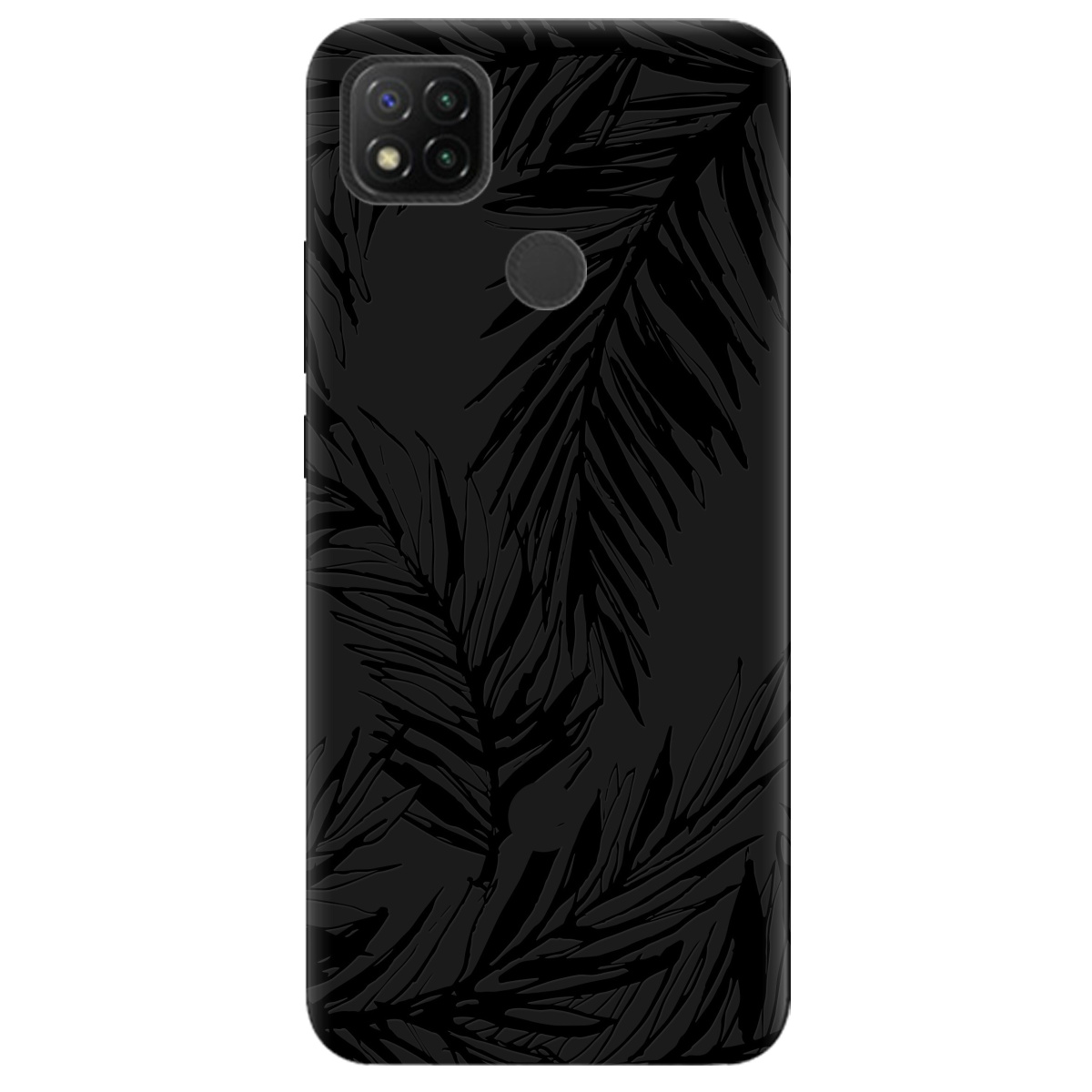 Чехол для Xiaomi Redmi 9C черный матовый soft touch Tropics - фото 1 - Чехлы для телефонов